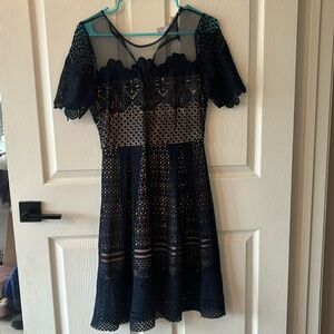 Navy blue a-line dress with sleeves